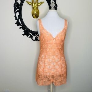 Vintage Peach Colored Lace Night Gown